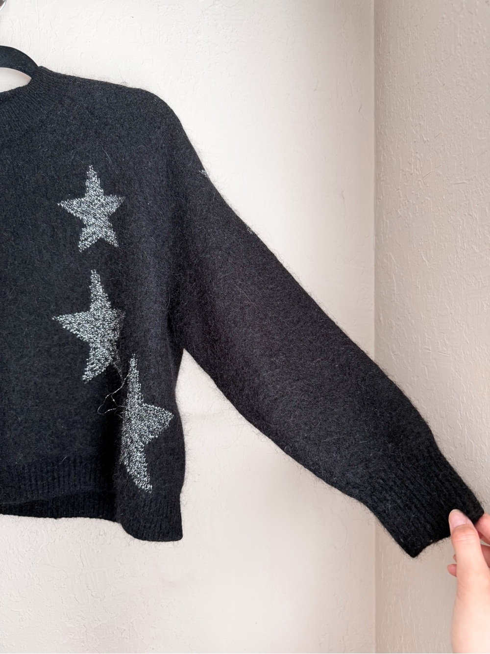 AllSaints Star Sweater in Black & Silver - Picture 3 of 7